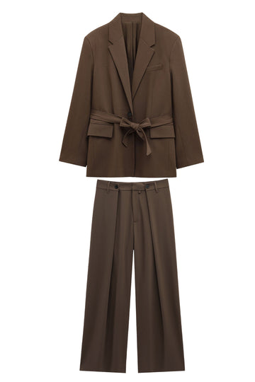 Café 2 Pièce Cranté Revers Femmes Bal Costumes avec Ceintures